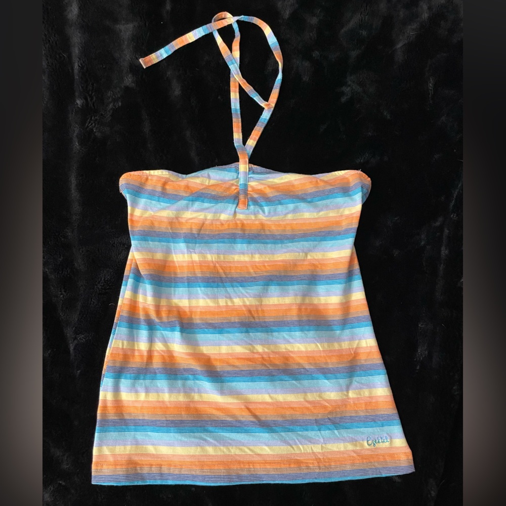 Vintage Y2K Ezekiel halter top, worn maybe once, juniors size L, summer stripes